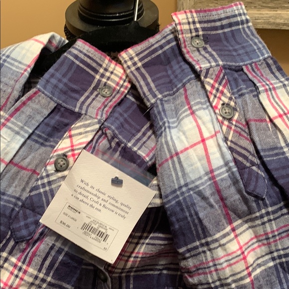 NWT Croft &Barrow Blue and Pink Plaid Button-Up Shirt (253) - Picture 4 of 5